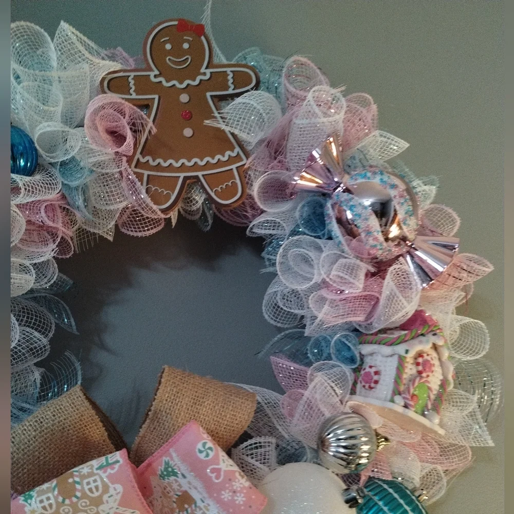 Candyland Gingerbread Man Christmas Wreath